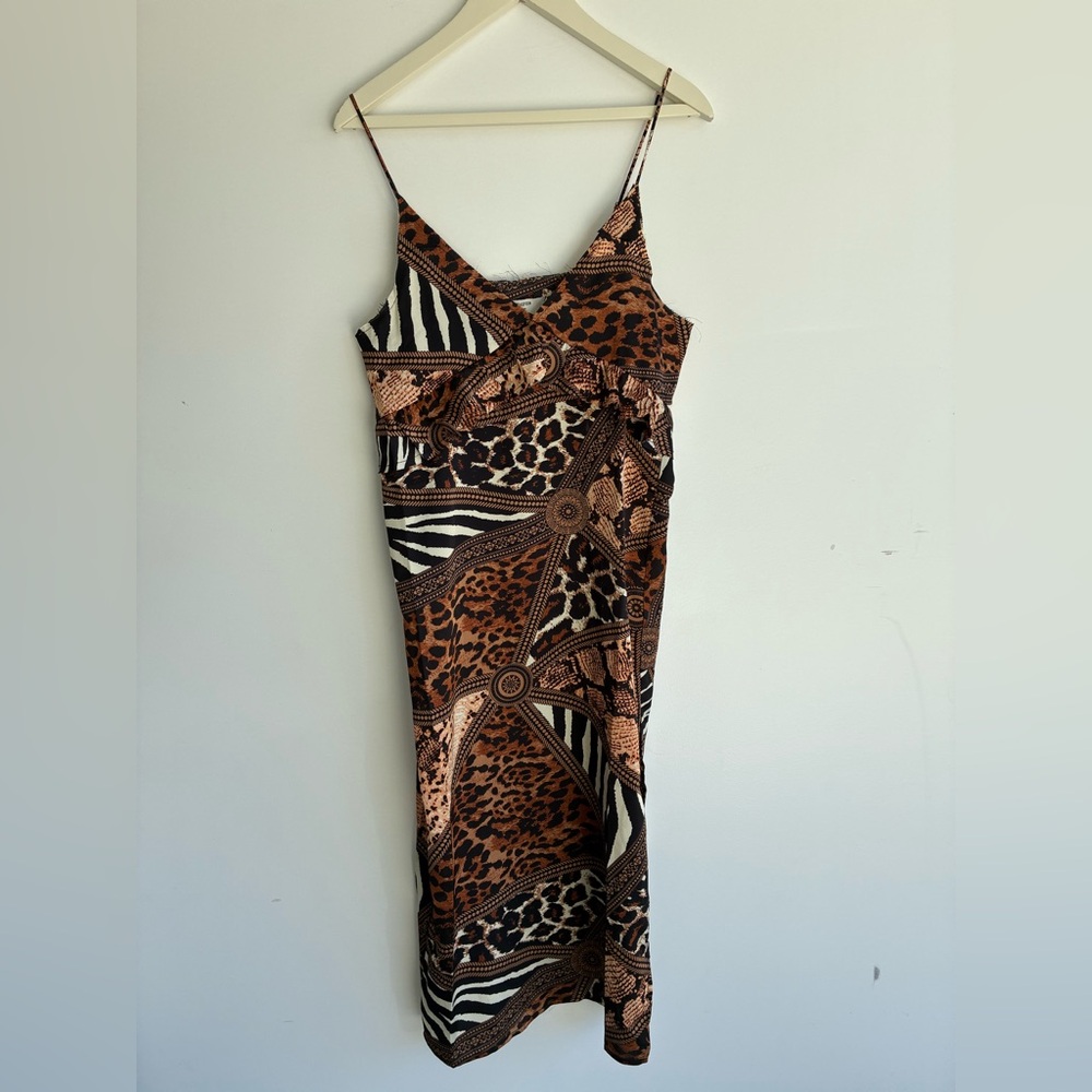ONETEASPOON Animal Print Slip Dress XS NWT Maxi Side Slit - Picture 3 of 9